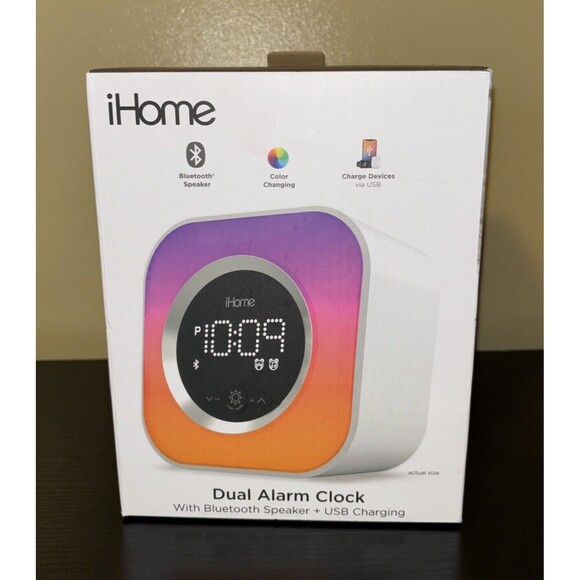 iHome iBT395W Dual Alarm Clock Bluetooth Speaker USB Charging color Changing NEW - Picture 1 of 7